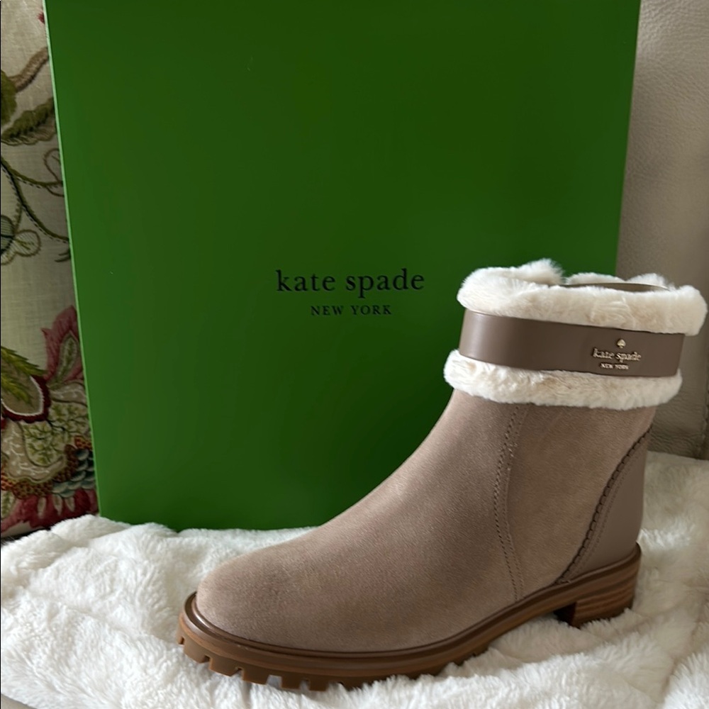 Kate Spade Suede Ankle Boots with Fur Trim